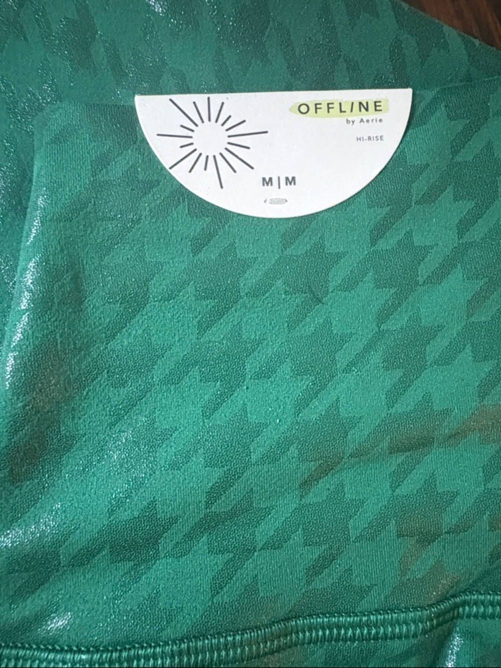 Offline by Aerie The Hugger Green Houndstooth Leggings SIZE M - Picture 4 of 8
